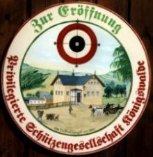 Ehrenscheibe zur Erffnung Gasthof "Brettmhle" nach alter Lithographie